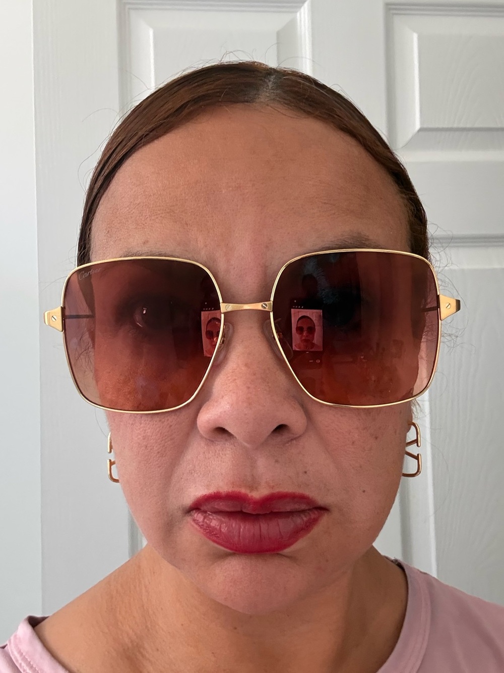 AUTHENTIC Cartier  unisex  Gold Frame Brown Lens Pilot Sunglasses love - Picture 16 of 17